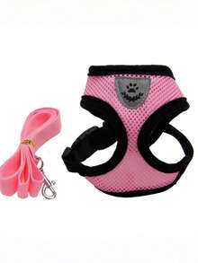 Reflective Breathable Dog Harness & Leash Set, Adjustable Soft Mesh Pet Vest For Small Dogs, Pink - Pink - View 11