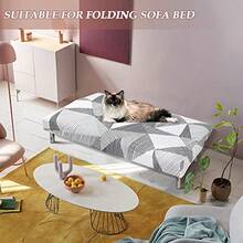 Funda de futón Estampada elástica para sofá Cama Funda de sofá Cama sin Brazos Protector de Muebles sin Brazos con Parte Inferior elástica para Muebles de Sala de Estar y Dormitorio Raya - 04 - Ver 5