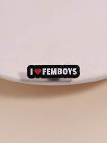 1 chiếc ghim cài áo chữ tối giản, hình trái tim chữ nhật đen trắng, chủ đề "I Love Femboy", thiết kế unisex, phụ kiện đeo hàng ngày, quà tặng - Nhiều màu - Xem 1