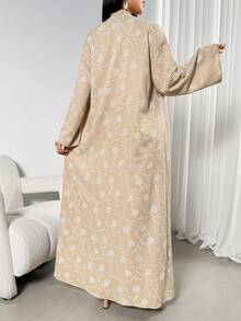 Trang phục nữ kiểu Ả Rập kín đáo, tay loe, in hoa toàn thân, dáng rộng, rộng rãi. - Màu Khaki - Xem 2