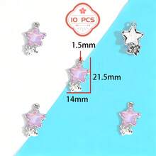 10/20pcs Random Pink Y2K Style Butterfly, Sun, Moon Enamel Pendant For DIY Necklace, Bracelet And Jewelry Making - Pink - View 8