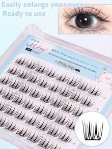 48pcs Self-Adhesive Fluffy Mixed Length False Eyelash Clusters, No Glue Needed, Fluffy Individual Lashes, Self-Adhesive DIY Eyelash Extension, Pre-Glued Lash Clusters, Natural Lengthening C-Curl Lash Clusters, No Glue Or Makeup Remover Needed, False Eyelashes, Lash Clusters, Individual Lashes, Eyelashes - C - View 3
