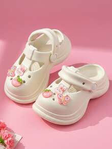 HAHABOBO Sandale noi pentru copii și fete, roz, cu model 3D colorat de floarea-soarelui, la modă, versatile și elegante, din material EVA, ușoare, confortabile, moi, pentru duș în interior, acasă, în aer liber, pentru plimbări și călătorii pe plajă, potrivite pentru primăvara și vara - alb - Vizualizare 3