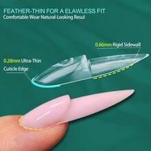 nailpop 150pcs/Box 15 Sizes Oval Nail Extension Tips, Reusable French Double Layer Nail Tips, Suitable For Hard Gel/Polymer Gel Fast Modeling, Nail Enhancement Tool For Creating Personal Style - Clear - View 4