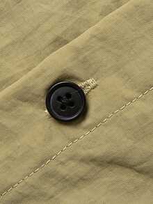 Tucano Camisa abotonada con textura arrugada de color oliva estilo "Old Money" para hombre, casual de negocios, de manga larga tipo sobrecamisa con bolsillo en el pecho, para oficina y uso diario refinado - Caqui - Ver 8