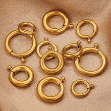1/4 Pcs 304 Stainless Steel Circular Clasp Jewelry Accessories, DIY Necklace Bracelet, 18K Gold Plated Non-Fading Pendant Clasp - Buckle - View 7