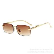 5副装 2副装 1副装 小盒方形时尚眼镜 新款个性化金属海洋时尚眼镜 女士高端街头眼镜 - 金色 - 查看 17