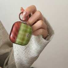 Ốp tai nghe Green Brown Plaid + Circular Ring Pro 3/Pro 2/4/3/2, Ốp tai nghe thời trang dành cho nữ, Thiết kế tối giản - màu xanh lá - Xem 5