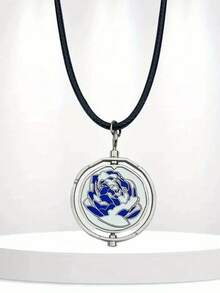 1pc Arcane Necklace, Powder Gold Kris Pendant, Arcane Gift, Arcane Pendant, Blue Rose Necklace - Multicolor - View 2