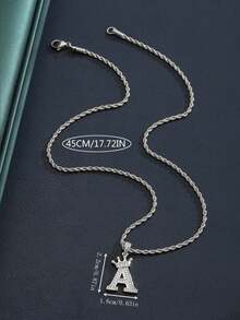 1pc Crown & Letter Pendant Twisted Chain Necklace, Customizable Name/Letter, Suitable For Kids & Adults, Children's Birthday Gift - Silver - View 5