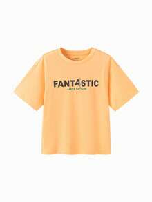 Balabala Tween Girl Boys & Girls Summer Quick-Dry Short Sleeve T-Shirt - Orange - View 2