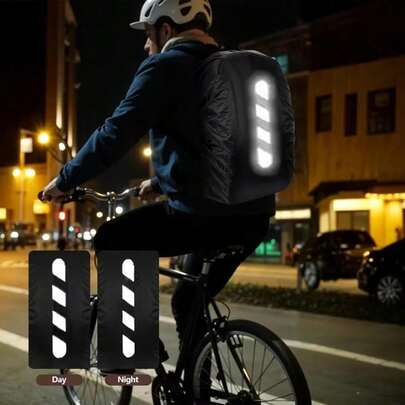 1pc Universal 30-40L Backpack Rain Cover, Outdoor Backpack Rainproof Dustproof Cover Suitable For Hiking Camping Travel Backpack, Outdoor Hiking Cycling Travel Backpack Reflective Stripe Rain Cover