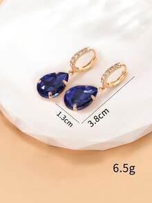 1 par de pendientes de mujer con gota de agua de cristal exagerada y minimalista con cristales de diamante - Colores combinados - Ver 11
