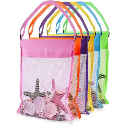 1pc/3pcs Bright Color Mesh Beach Tote Bag - Lightweight, Adjustable Shoulder Strap, Foldable Design, Suitable For Outdoor Activities, Picnics And Shell Collecting, Essential For Beach | Bright Color Tote Bag | Durable Handle, Beach Tote Bag, Suitable For Boys And Girls, Can Be Used As Beach Swimming Party Accessories, Gifts For Friends, Women, Travel Essentials