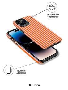 A Stylish Phone Case That Does Not Include A Lanyard Or Stand. GIIPPA 1pc Phone Case With A Misty Blue Striped Design, Compatible With 17 Pro, 16 Pro, 15 Pro, And 14 Pro. A Stylish And Interesting Korean-Style Phone Case, Compatible With 11/12/13/14/15/16 Pro Plus. A Stylish Design For Men And Women, A Great Gift For Girlfriends During Easter, Wedding Season, Or Birthdays. - 橘色 - 查看 10