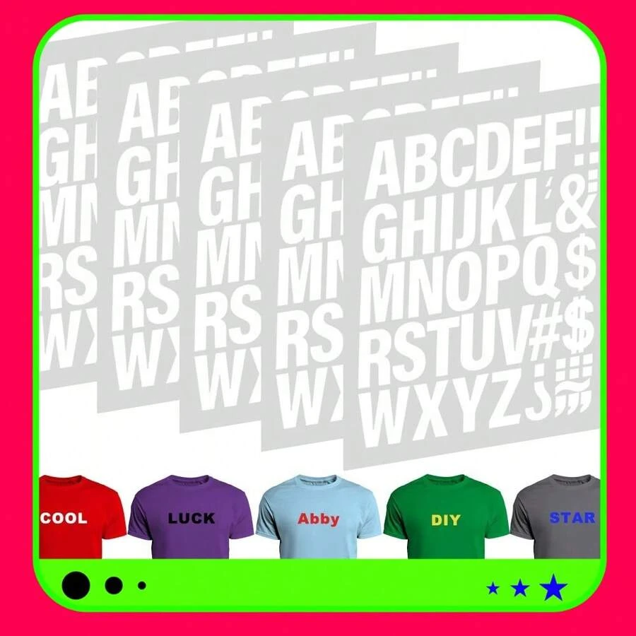 220 Pieces Iron On Letters For Clothing, 5 Sheets Of Black Heat Transfer Vinyl For T Shirts, A-Z Patches PU DIY Crafts Alphabets Sticker For Fabric - White - View 1