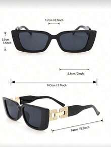 1 pereche de ochelari geometrici cu ramă retro din plastic și brațe interschimbabile, potriviți pentru călătorii în aer liber, decorativi la modă, accesorii de plajă, accesorii de plajă de bază pentru femei, îmbrăcăminte pentru femei de toamnă/iarnă, cadouri business casual, ținute elegante de vară pentru vacanță la plajă, călătorii în aer liber, ramă pătrată vintage - Multicolor - Vizualizare 6