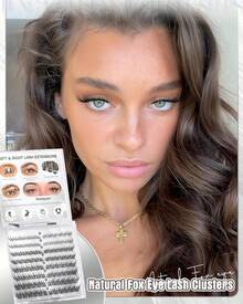 Fox Eye Lash Clusters - Natural Individual Eyelash Extensions (8-14MM) - Cat Eye & Anime Style - Wispy Spikes For Volume & Definition - Easy Application Pre-Mapped Clusters - Viva La Leopard - Visa 5