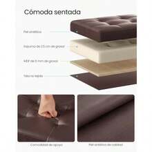 SONGMICS Otomana de Almacenamiento Plegable Pequeña Taburete Reposapiés Reposapiés Cubo Cuero Sintético 12.2 x 16.1 x 12.2 Pulgadas Capacidad de 286 Libras para Sala de Estar Recámara - Marrn Castaño Marrón - Ver 4