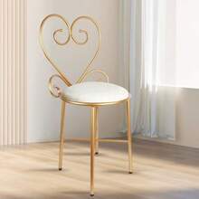 Gluck Plants Sillas de cambiador silla de maquillaje de terciopelo taburete blanco otomano moderno asiento de terciopelo con marco de metal dorado para recámara de niñas sala de estar sala de - Blanco - Ver 1