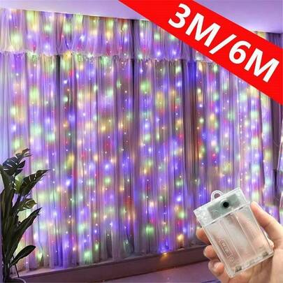 Batteriebetriebene (Batterien nicht enthalten) Vorhangbeleuchtung, 8 Modi LED Vorhangbeleuchtung für Zimmer, Schlafzimmer, Kranz, Heimdekoration, Feiertage, Hochzeit, Party, Geburtstagsdekoration