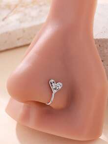 1个简约时尚经典镂空心形铜镶嵌立方氧化锆鼻夹，无需鼻孔，适合生日派对、酒吧、夜店等场合，男女通用 - 星星 - 查看 2