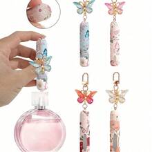 For Butterfly Themed 5ml Perfume Refill Bottle Keychain For Women Travel Portable Cosmetic Spray Container With Bottom Filling System Girls Gift Idea - A - 查看 1