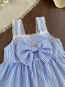 2pcs/Set Girls Casual Ruffle Trim Blouse & Flared Pants Set, Sweet Summer Outfit For Toddler - Baby Blue - View 3