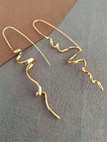 1 Pair Women's Abstract Design Retro Ear Cuff, Fashion Cool Elegant Exquisite Dangle Jewelry Accessory - 金子 - 查看 1