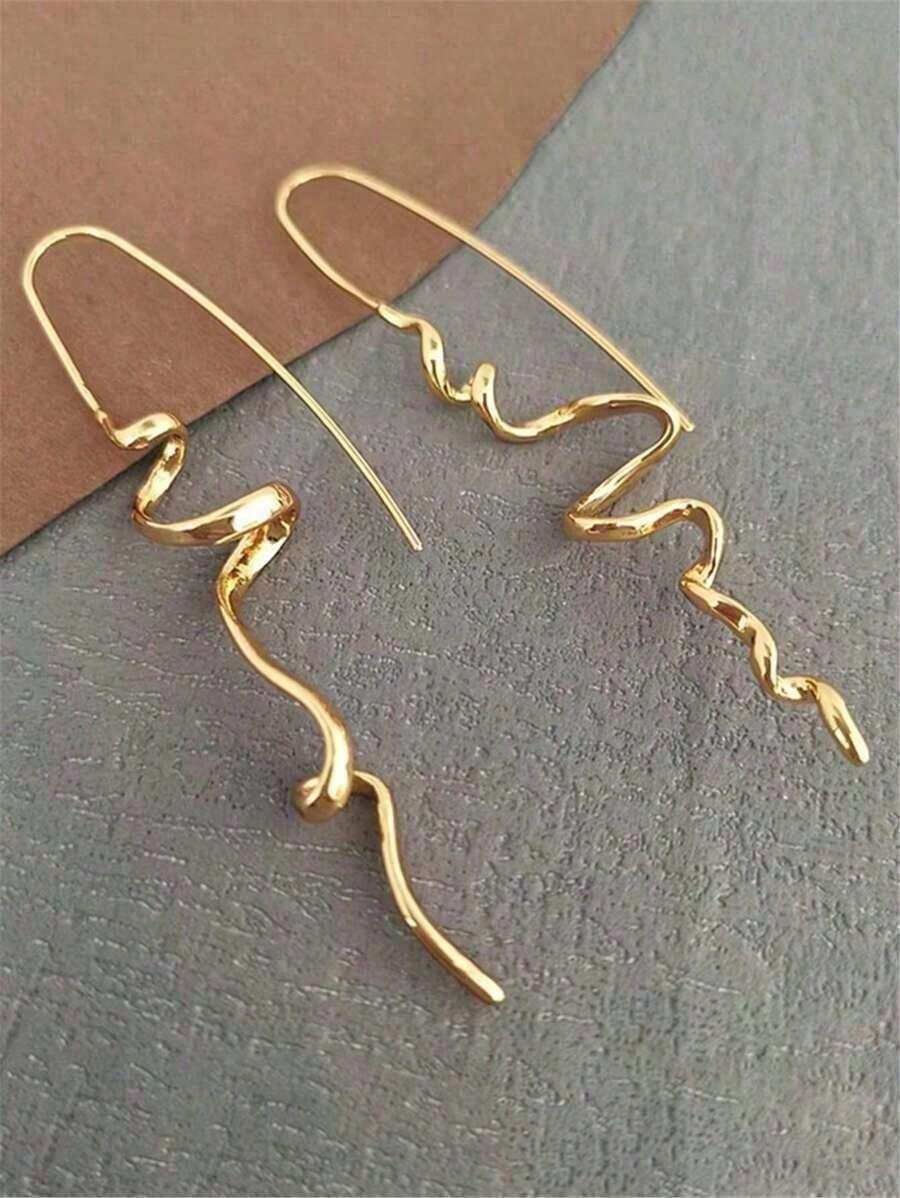 1 Pair Women's Abstract Design Retro Ear Cuff, Fashion Cool Elegant Exquisite Dangle Jewelry Accessory - 金子 - 查看 1