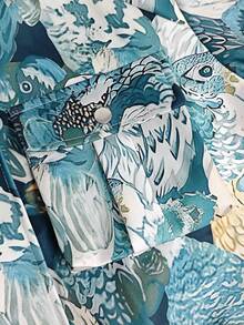 Áo khoác nữ kiểu dáng thường ngày, phong cách vintage, in họa tiết động vật biển, cài cúc trước, có túi và khóa kéo, thích hợp cho Halloween, Giáng sinh, hoạt động ngoài trời, đi làm, mặc hàng ngày, du lịch, mùa xuân. - Màu xanh lam - Xem 6