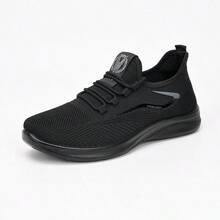 Men's Spring/Summer Slip-On Fashion Tennis Sports Shoes, Lace-Up/Stylish Letter/Breathable/Convenient & Comfortable, Versatile Outdoor - Black - View 8