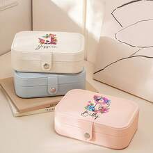 Customized Personalized Name Jewelry Storage Box, Bridesmaid Gift, Travel Jewelry Box, Birthday & Christmas Gift, Mother's Day Gift, Valentine's Day Gift, Gift For Her, Jewelry Box, Jewelry Storage Box - Pink - View 3