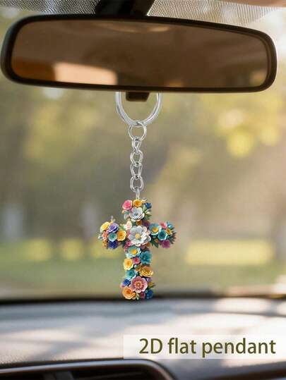 Mặt dây chuyền hình thánh giá hoa acrylic phẳng 2D kiểu hoạt hình, dễ thương, ngộ nghĩnh này có thiết kế phẳng 2D cổ điển, rất thích hợp làm phụ kiện trang trí xe hơi, móc khóa hoặc ba lô. Đây là món quà tuyệt vời cho các dịp lễ như Ngày Valentine, Ngày của Mẹ và Ngày của Cha.