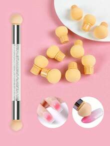 4 cọ vẽ móng tròn bằng mút xốp + 1 cọ vẽ móng, cọ vẽ móng gradient có thể thay ruột, dụng cụ vẽ móng lấp lấp lánh, đồ dùng làm móng, đồ dùng học tập, nghệ thuật vẽ móng, dụng cụ làm móng (thích hợp cho vẽ móng dập khuôn), dụng cụ làm móng - Màu be - Xem 2