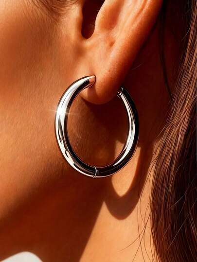 Pendientes de aro de acero inoxidable minimalistas y elegantes, versátiles, de alta calidad, adecuados para uso diario o fiestas, accesorios de joyería para mujeres