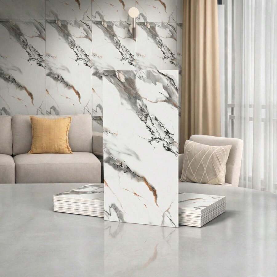 Panel Decorativo Tipo Mármol para Pared 30x60 cm | 10 Piezas | Flexible y Aislante Térmico - DL-107 - Ver 1