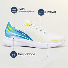 Lightweight SNKR Box Sneakers - Comfortable, Soft EVA, Breathable Mesh, Flexible Structure - Perfect For Running - 白色和藍色 - 查看 8