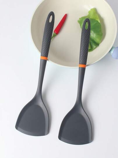 超大号硅胶铲 - 超宽漏铲，长柄设计，防刮防滑，柔韧易用，适用于不粘锅，是烧烤和重型烹饪的理想之选。