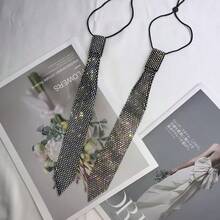 女款水鑽與水晶領結項鍊，閃亮亮片領結吊墜，可調節 Y2K 時尚飾品，適合派對、舞會、假日與嘉年華配件（3 色可選），節慶、旅行、迪斯可、畢業服裝校園 - 彩色 - 查看 4