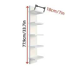 A Five-Tier White PVC Wall Shelf, Ideal For Home Storage And Decoration, Can Be Hung In The Living Room To Display Books Or In The Bedroom To Showcase Decorative Items. - trắng - Xem 2