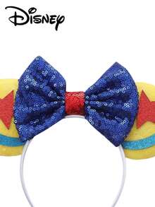 Disney 1pc Yellow + Star Pattern + Blue Sequin Headband, Yellow + Star Pattern + Blue Sequin Headband - Holiday Party Headband, Headpiece, Fun Photo Prop, Amusement Park Accessory, Suitable For Birthday Party And Easter Event, Adorable Bow Cartoon Hair Clip, Princess Costume Accessory Hair Band Hair Hoop Hairband Diadema - Multicolor - View 3