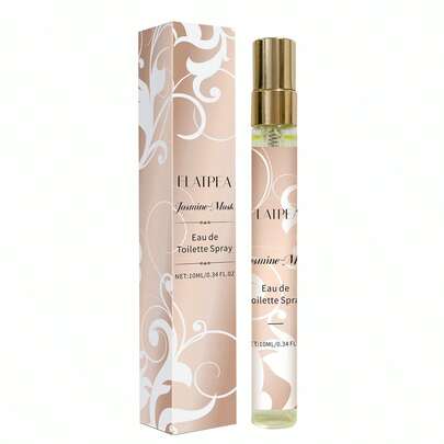 FLATPEA 茉莉麝香淡香水喷雾，清新柑橘覆盆子藏红花玫瑰麝香香调，10毫升/0.34液体盎司，轻盈清新的花香木质调，男女皆宜的日常旅行装，适合办公室、休闲约会等场合，持久留香，可与其他香水完美融合，优雅便携迷你喷雾，理想的生日、情人节礼物之选，精致优质之选。