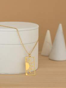 Collar con colgante de sol diminuto dorado, collar de ráfaga solar, collar de sol geométrico, collar celestial, regalo de Navidad para ella, collar de uso diario - Dorado - Ver 2
