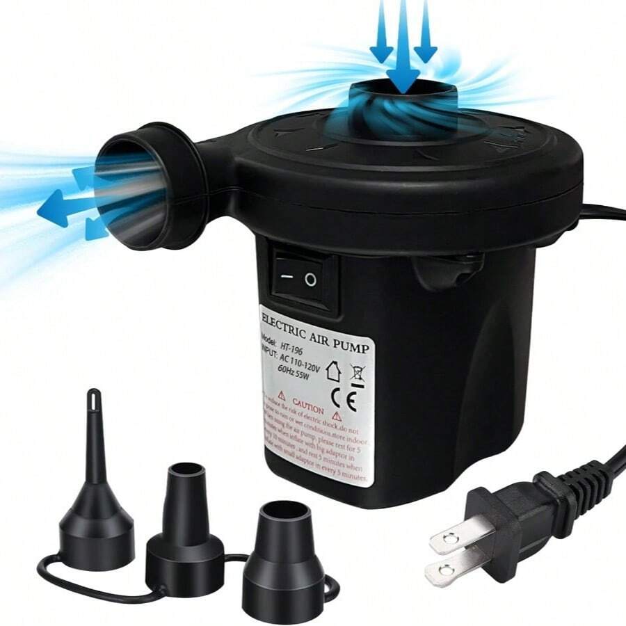 RAF Fast Inflation & Deflation Electric Air Pump, 110V US Plug, 3 Multi-Size Nozzles, Portable Air Pump For Air Mattress, Pool Float, Vacuum Storage Bags, Powerful Electric Air Compressor