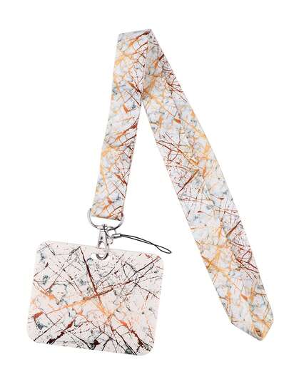 1 Pc Marble Texture Card Holder Accessories Couple Style Horizontal Version Bus Card Work Card Thickened Sliding Cover Hard Shell Protective Cover Suitable For Travel