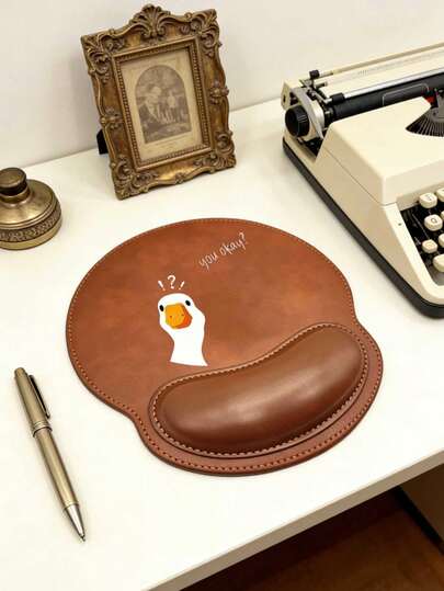Office Mouse Pad, A Duck's Question Pattern, Suitable For Office Computers And Laptops,Wrist Support Mouse Pad, Cute Working Cat Pattern Design,Ergonomic Design With Wrist Rest, Faux Leather Mouse Pad,Comfortable Mouse Pad With A Smooth Wrist Support,Computer Desk Mat,Office Keyboard Pad,Desktop Protector,Suitable For Non-Slip Base,Gaming, Anti-Slip, Computers, Laptops, Office, And Home Use,Graduation Season Souvenir,Ideal For Office & Gaming, Perfect Gift For Valentine's Day, Mother's Day