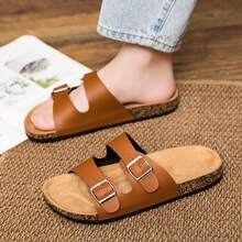 男士双扣平底凉鞋，复古双扣拖鞋，休闲百搭沙滩鞋，男女情侣款，适合沙滩、徒步、通勤等场合。简约优雅的设计，适合各种场合。 - 棕色 - 查看 5