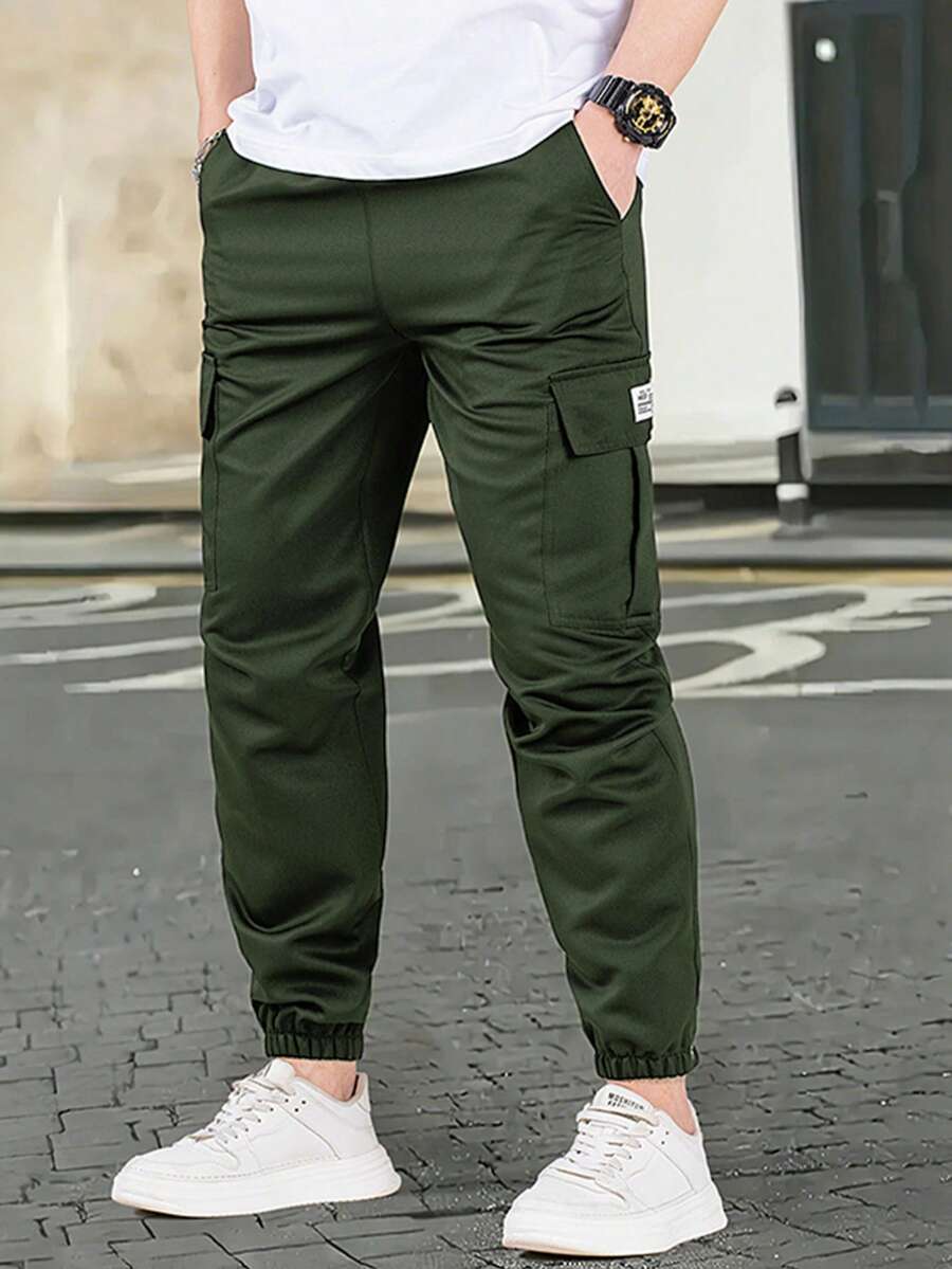 Men's Casual Lightweight Outdoor Cargo Pants With Drawstring Cuffs And Multiple Pockets, Summer Sports - Army Green - View 1