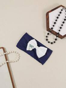 海军蓝蝴蝶结女婴发带，尼龙弹力发饰 - 彩色 - 查看 10